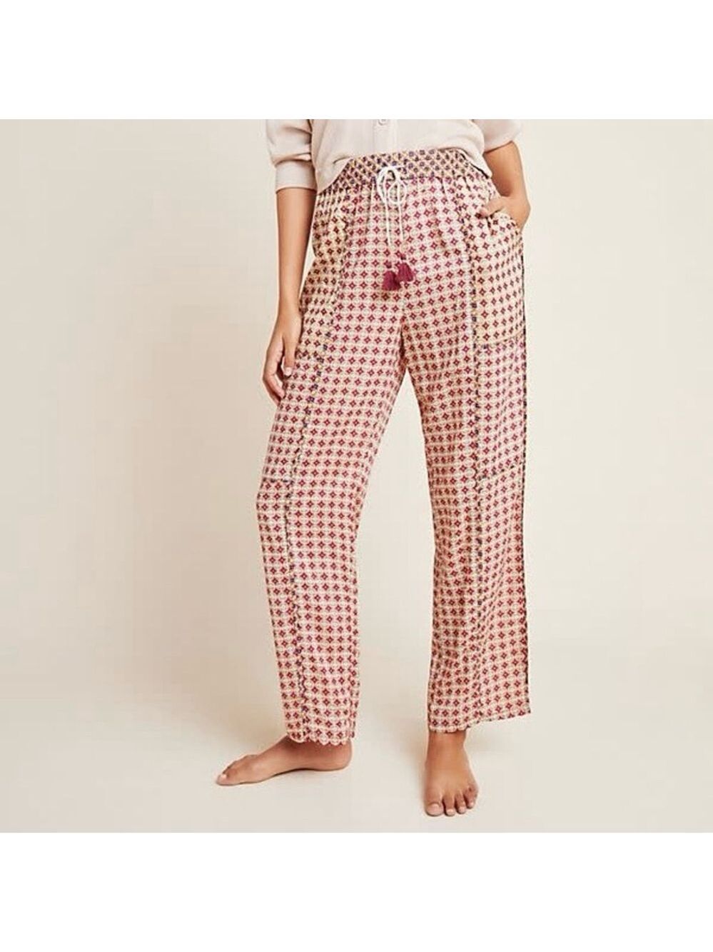 Anthropologie Doria Geometric Print Sleep Trouser Pants Size Small NWT